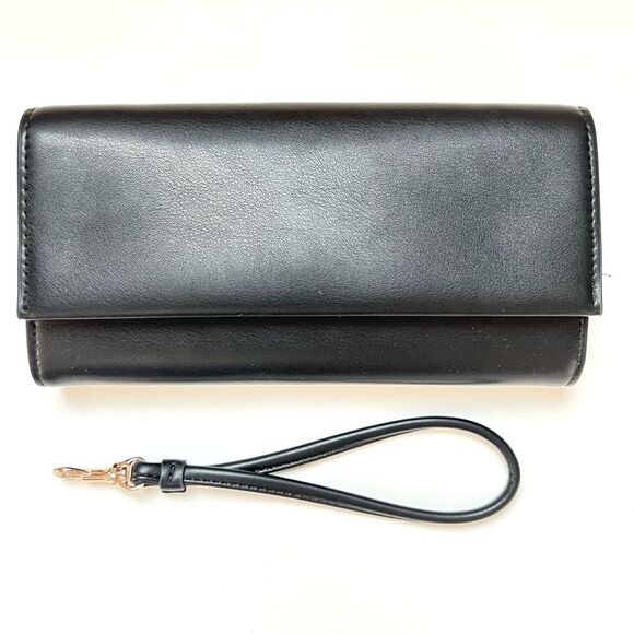A New Day Women’s Black Vegan Faux Leather Wristlet Wallet - Picture 1 of 12